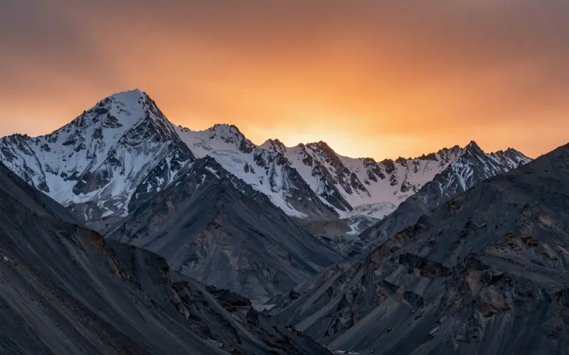Himalayan peaks at sunset