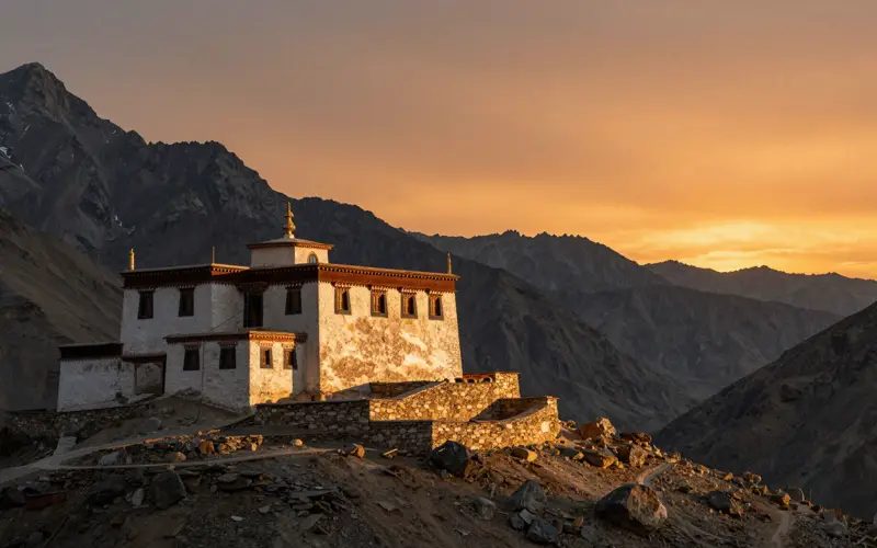 Monastery in a high Himalayan valley